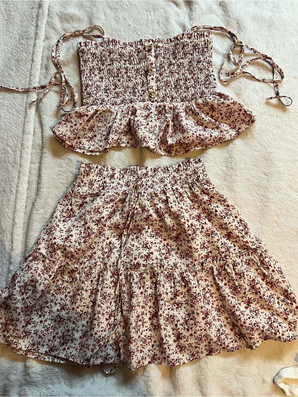 Marshalls Cream Floral Tiered Skirt